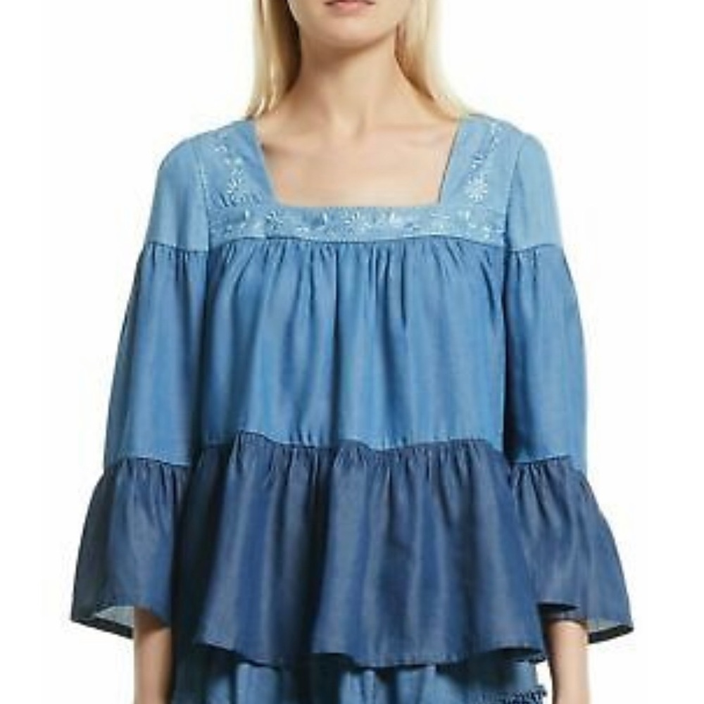 Kate Spade Brooke Street Chambray Tiered Shirt